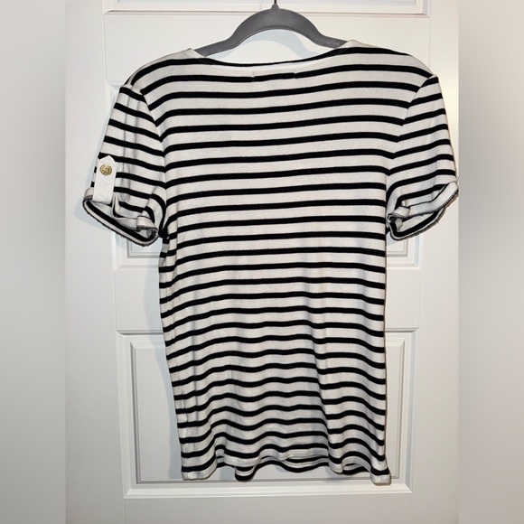 Lauren Ralph Lauren Black and White Lace-Up Tee - Picture 4 of 4